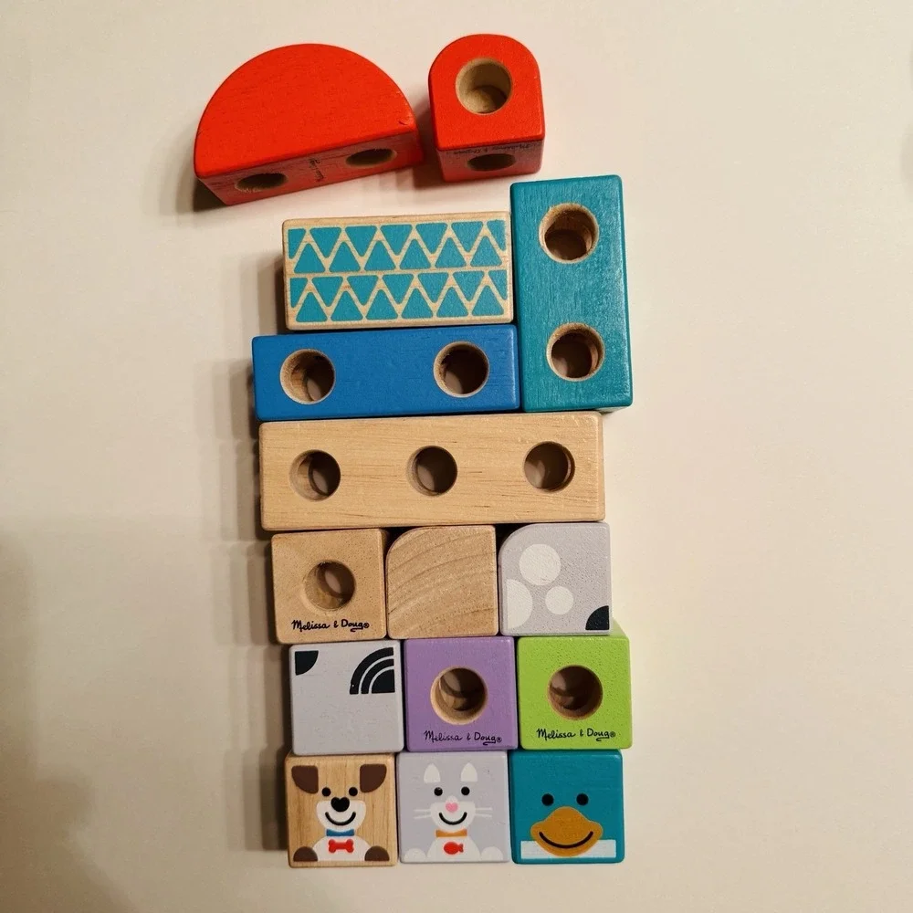 Melissa & Doug Blockables Wooden Building Blocks Snap Play Mix Match Toy Set